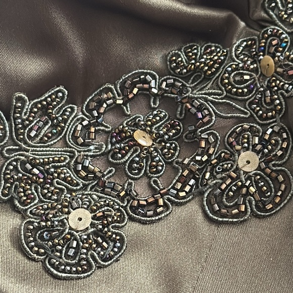 CACHE Olive Green Beaded Gown Mermaid Wedding Cocktail Dance Party Size S 2 0 XS - Picture 11 of 13